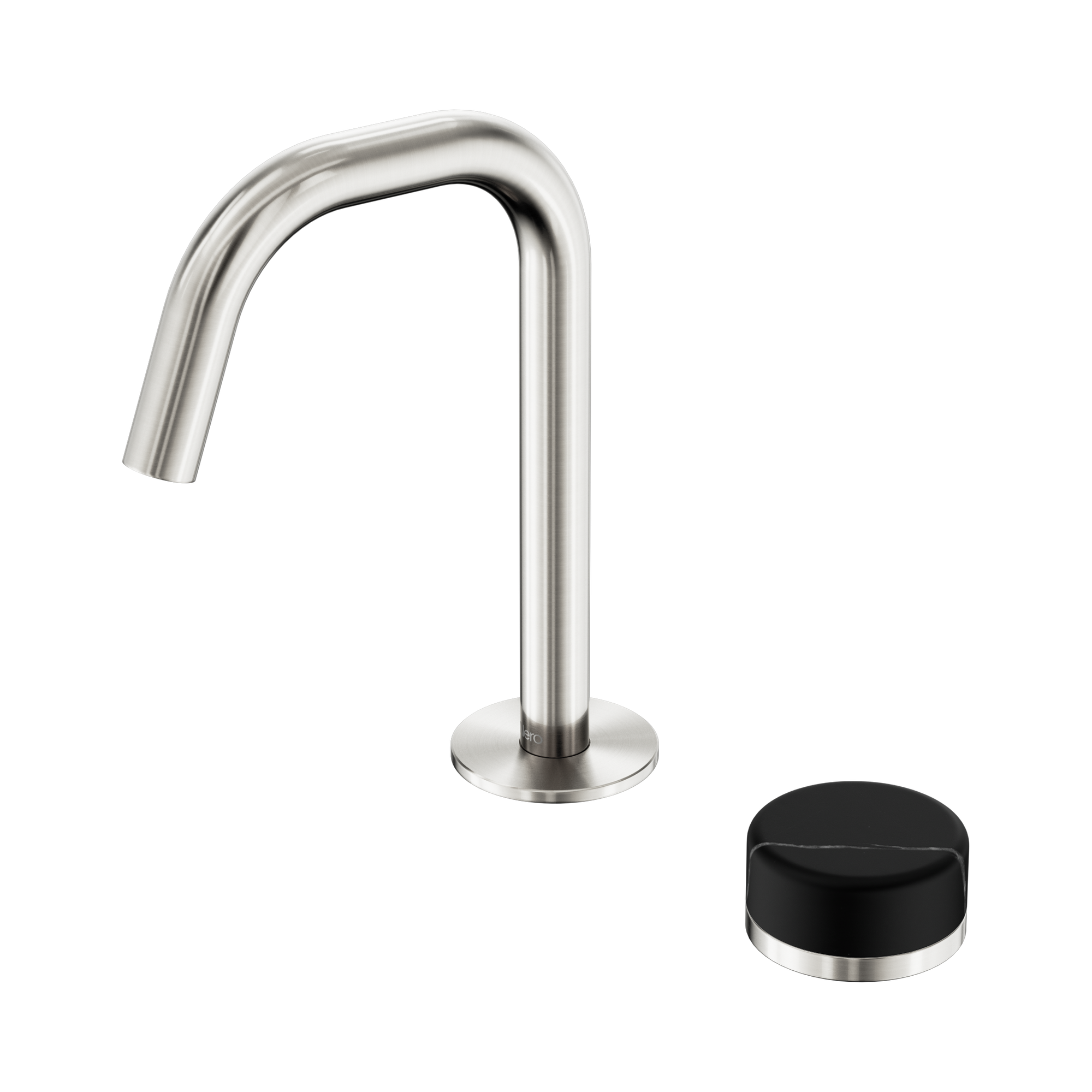 Nero Serenity Progressive Basin Mixer Edge Spout With Marquina Black Handle, Brushed Nickel