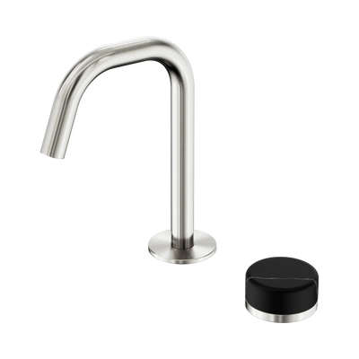 Nero Serenity Progressive Basin Mixer Edge Spout With Marquina Black Handle, Brushed Nickel