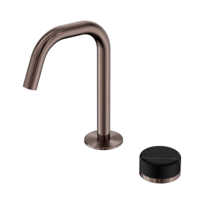 Nero Serenity Progressive Basin Mixer Edge Spout With Marquina Black Handle, Brushed Bronze