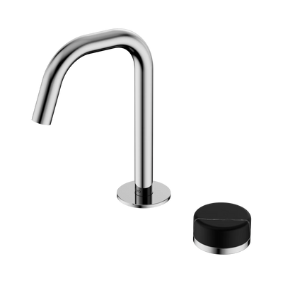 Nero Serenity Progressive Basin Mixer Edge Spout With Marquina Black Handle, Chrome