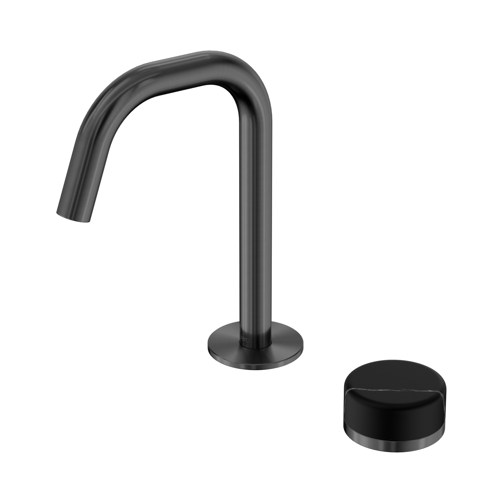 Nero Serenity Progressive Basin Mixer Edge Spout With Marquina Black Handle, Gun Metal