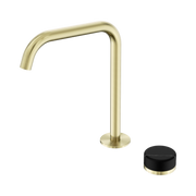 Nero Serenity Progressive Bath/Kitchen Mixer Edge Spout With Marquina Black Handle, Brushed Gold