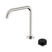 Nero Serenity Progressive Bath/Kitchen Mixer Edge Spout With Marquina Black Handle, Brushed Nickel
