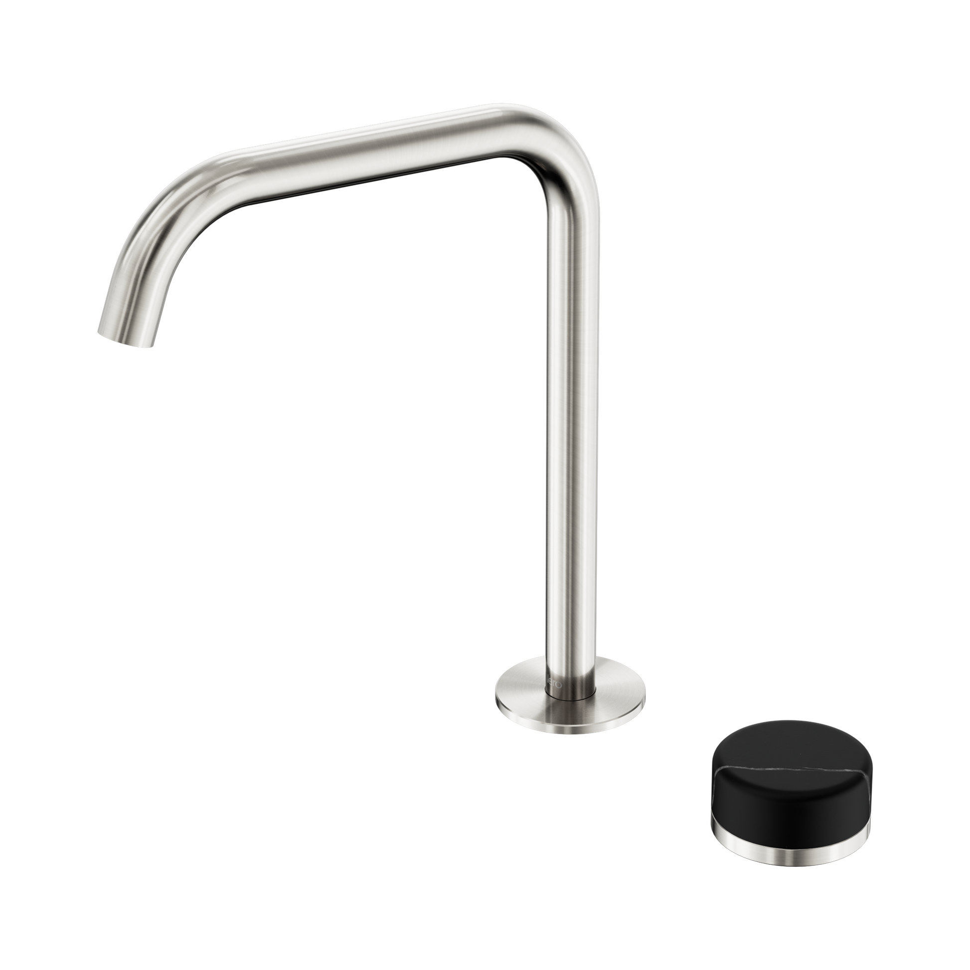 Nero Serenity Progressive Bath/Kitchen Mixer Edge Spout With Marquina Black Handle, Brushed Nickel