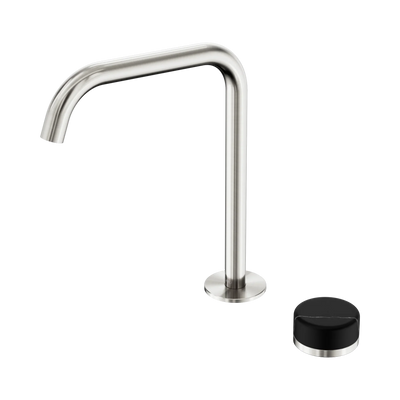 Nero Serenity Progressive Bath/Kitchen Mixer Edge Spout With Marquina Black Handle, Brushed Nickel