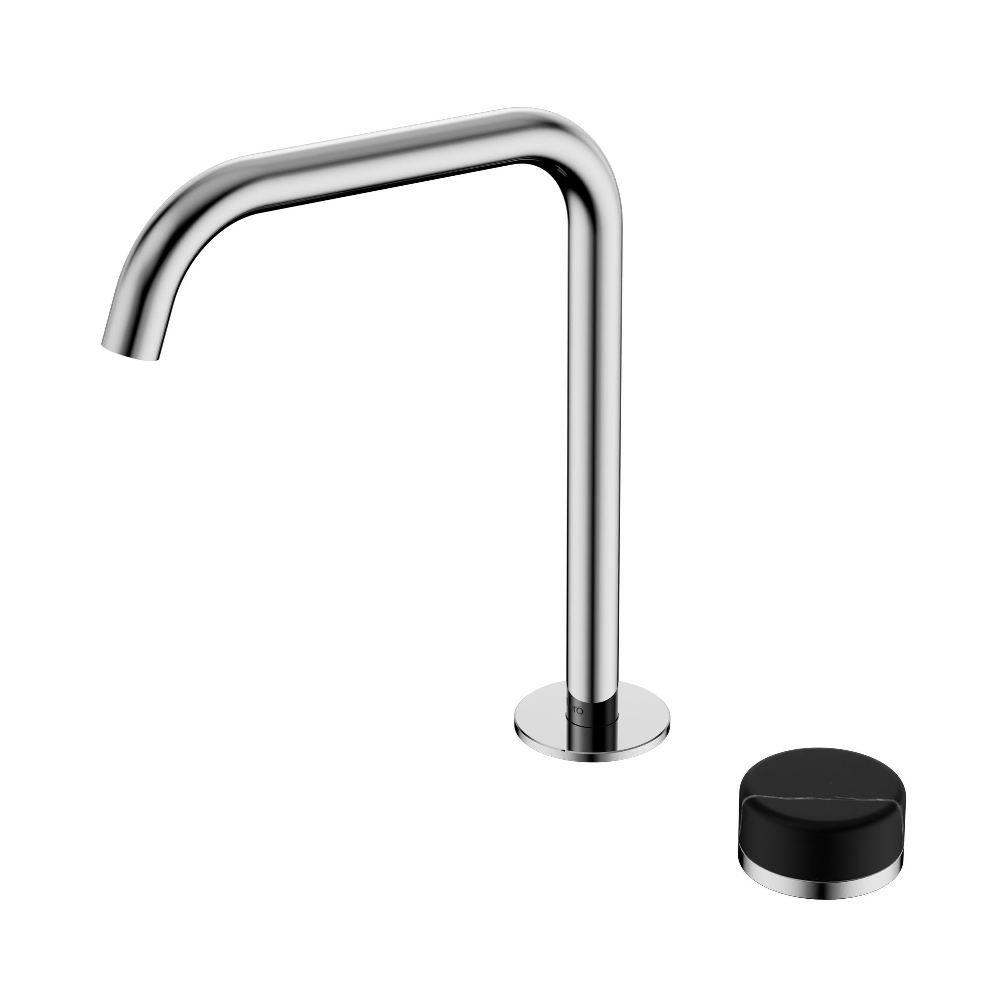 Nero Serenity Progressive Bath/Kitchen Mixer Edge Spout With Marquina Black Handle, Chrome