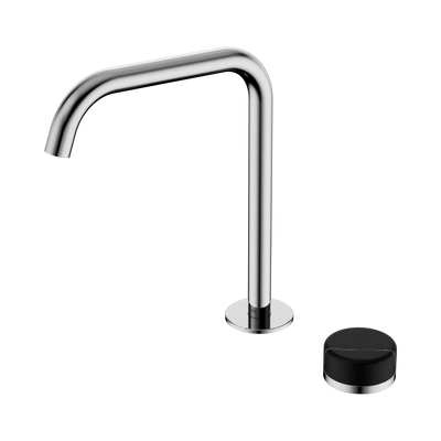 Nero Serenity Progressive Bath/Kitchen Mixer Edge Spout With Marquina Black Handle, Chrome