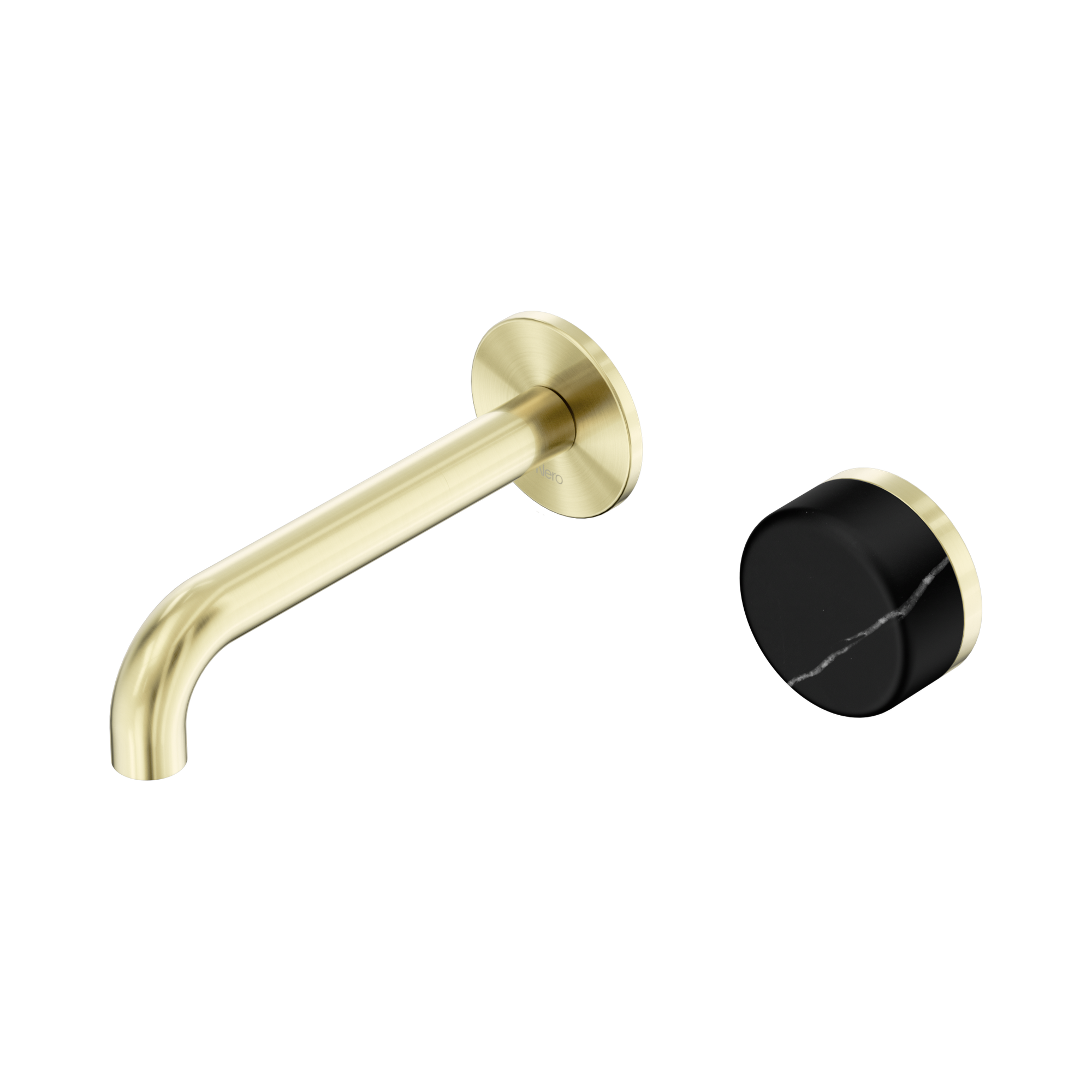 Nero Serenity Progressive Wall Basin Mixer 160mm Spout With Marquina Black Handle, Brushed Gold