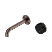 Nero Serenity Progressive Wall Basin Mixer 160mm Spout With Marquina Black Handle, Brushed Bronze
