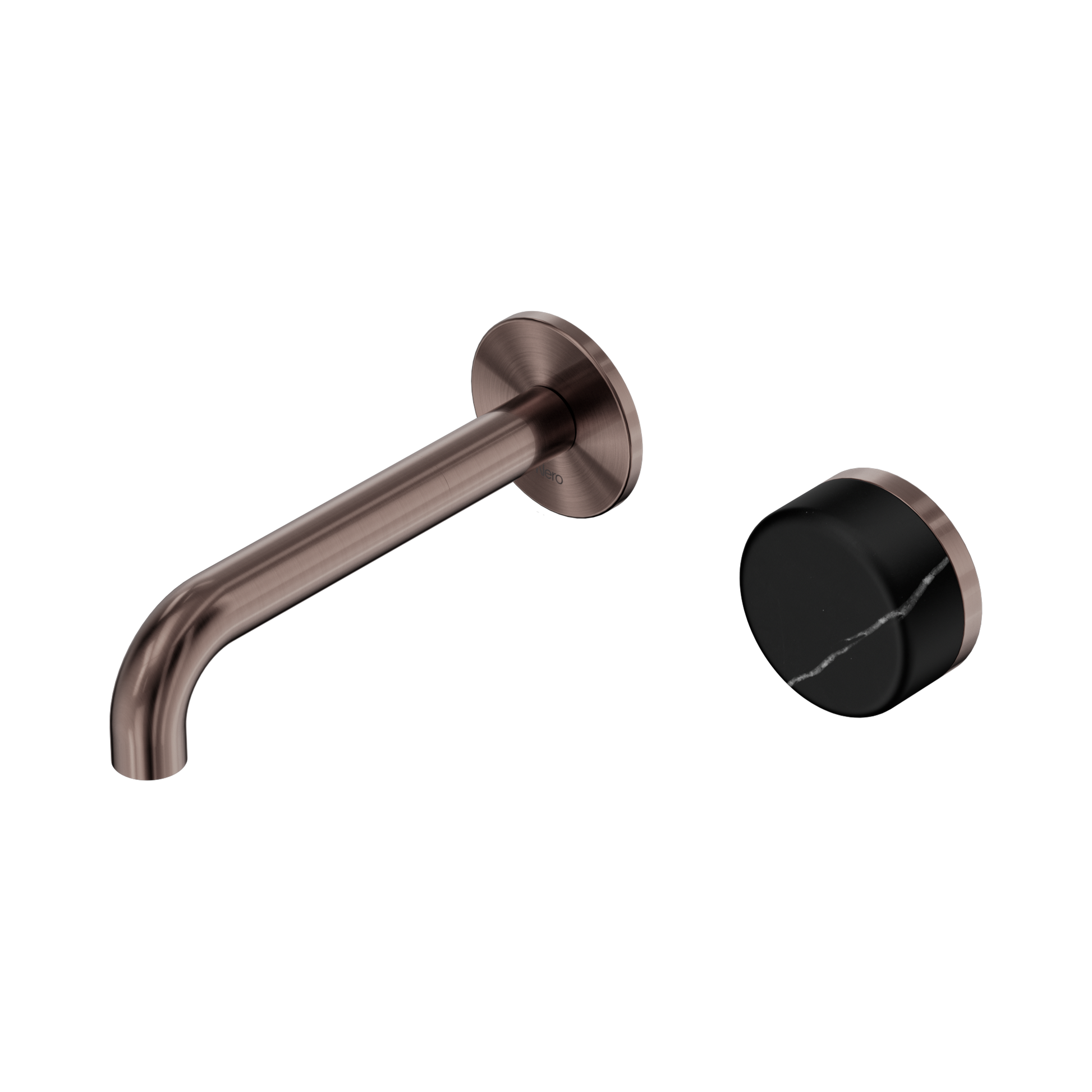 Nero Serenity Progressive Wall Basin Mixer 160mm Spout With Marquina Black Handle, Brushed Bronze