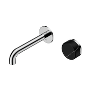 Nero Serenity Progressive Wall Basin Mixer 160mm Spout With Marquina Black Handle, Chrome