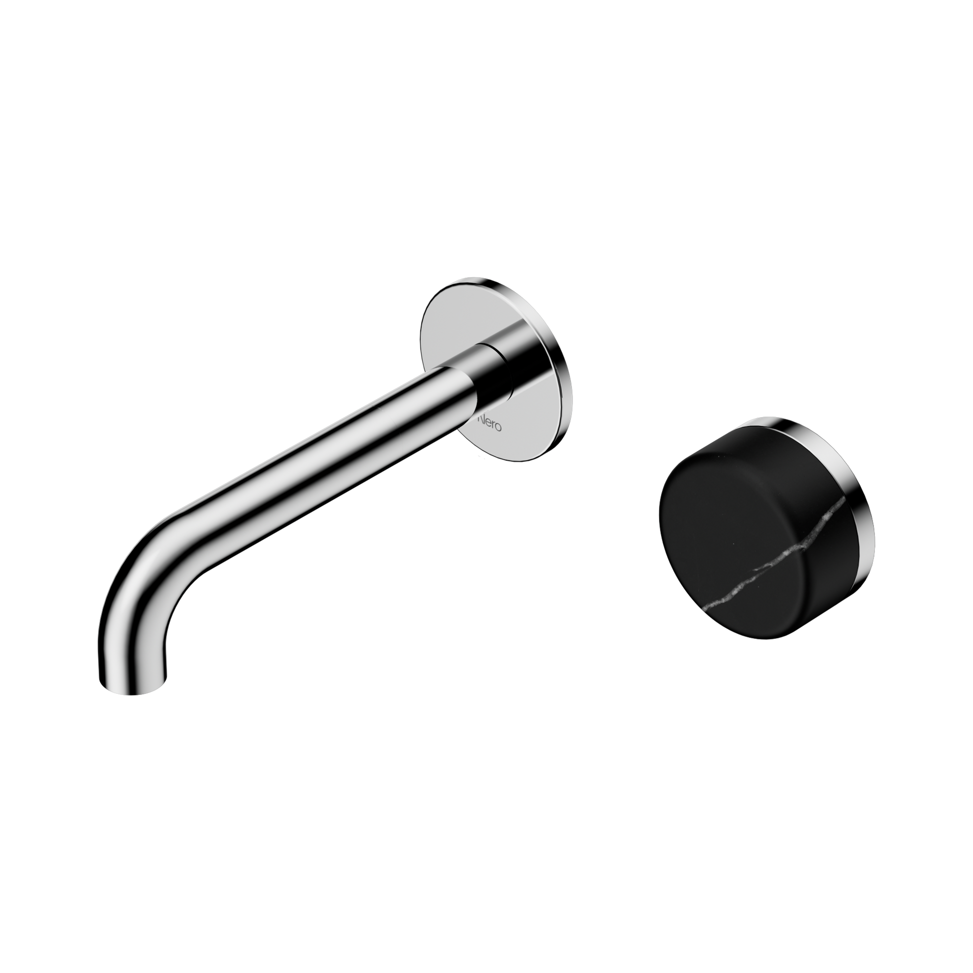 Nero Serenity Progressive Wall Basin Mixer 160mm Spout With Marquina Black Handle, Chrome