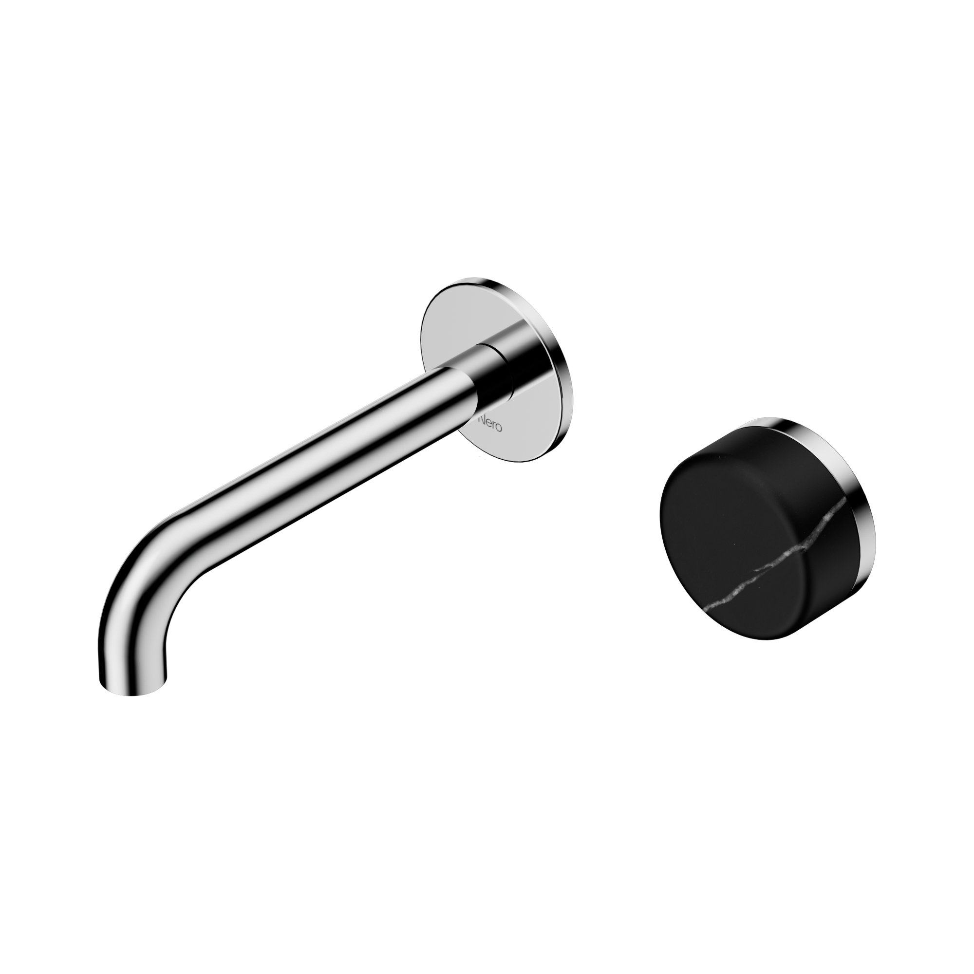 Nero Serenity Progressive Wall Basin Mixer 160mm Spout With Marquina Black Handle, Chrome