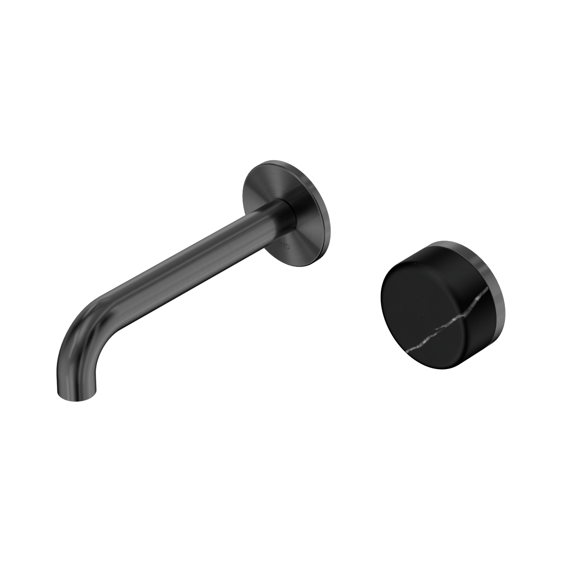 Nero Serenity Progressive Wall Basin Mixer 160mm Spout With Marquina Black Handle, Gun Metal