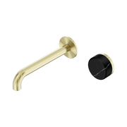 Nero Serenity Progressive Wall Basin Mixer 185mm Spout With Marquina Black Handle, Brushed Gold