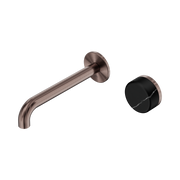 Nero Serenity Progressive Wall Basin Mixer 185mm Spout With Marquina Black Handle, Brushed Bronze