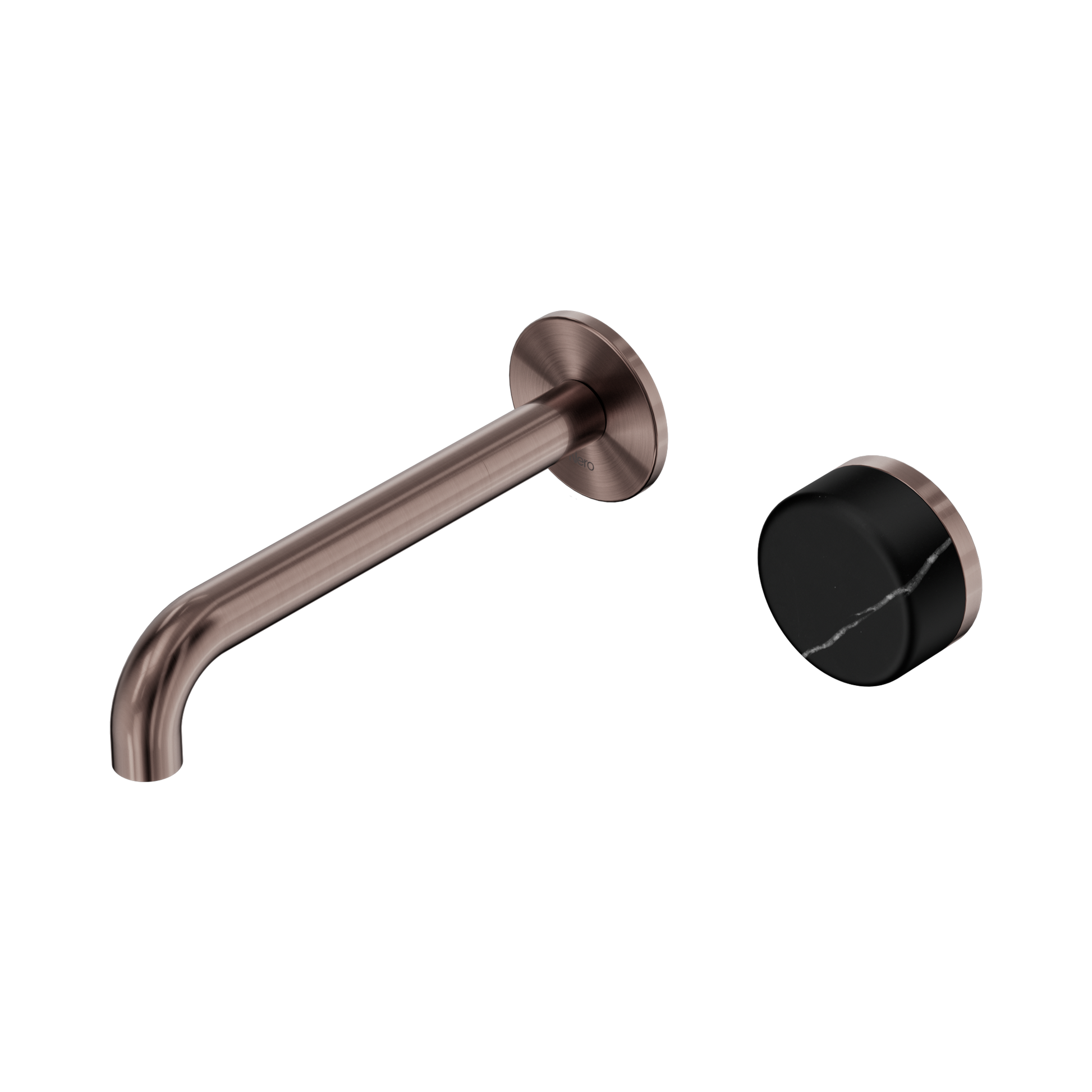 Nero Serenity Progressive Wall Basin Mixer 185mm Spout With Marquina Black Handle, Brushed Bronze
