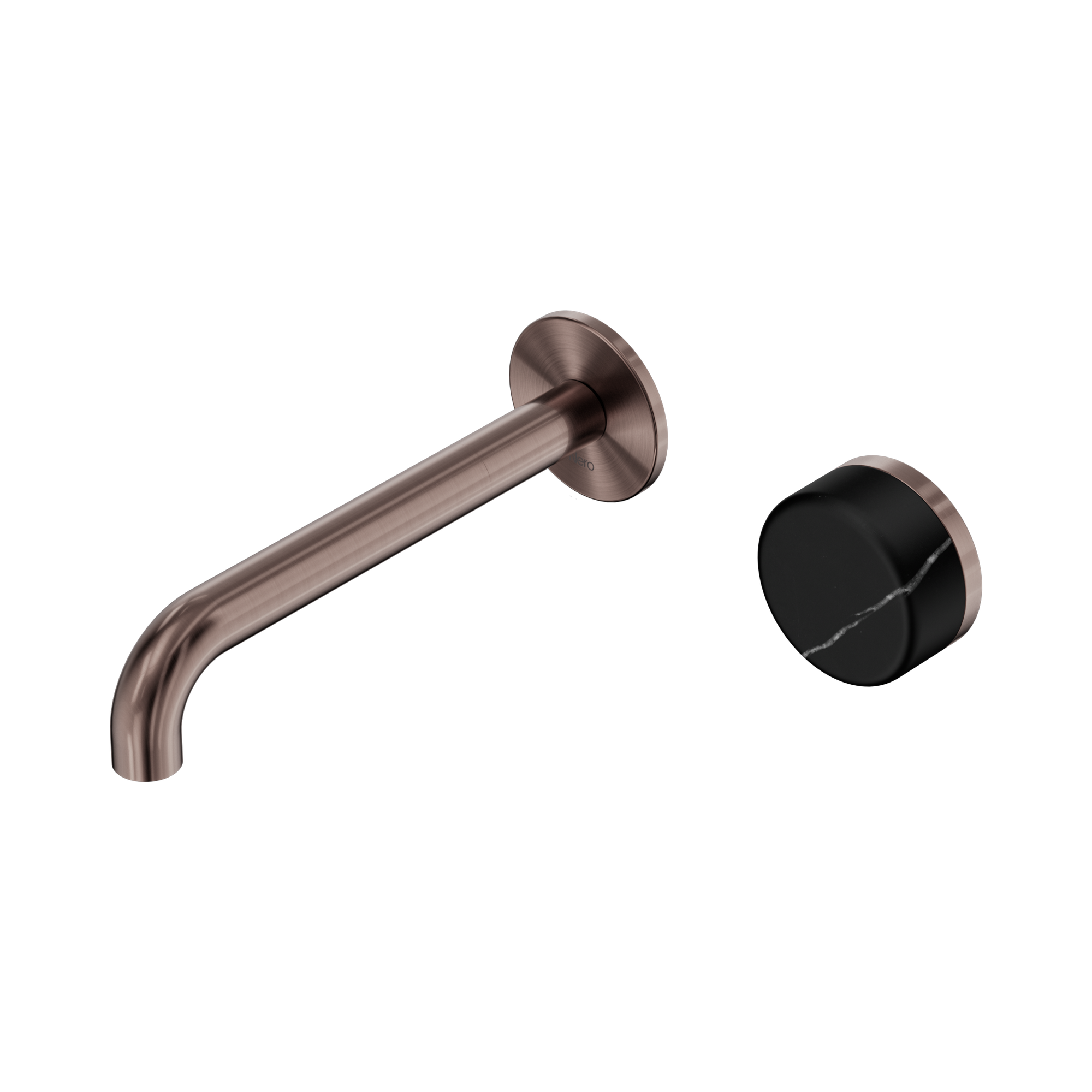 Nero Serenity Progressive Wall Basin Mixer 185mm Spout With Marquina Black Handle, Brushed Bronze