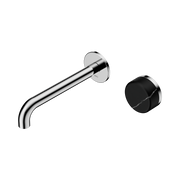 Nero Serenity Progressive Wall Basin Mixer 185mm Spout With Marquina Black Handle, Chrome