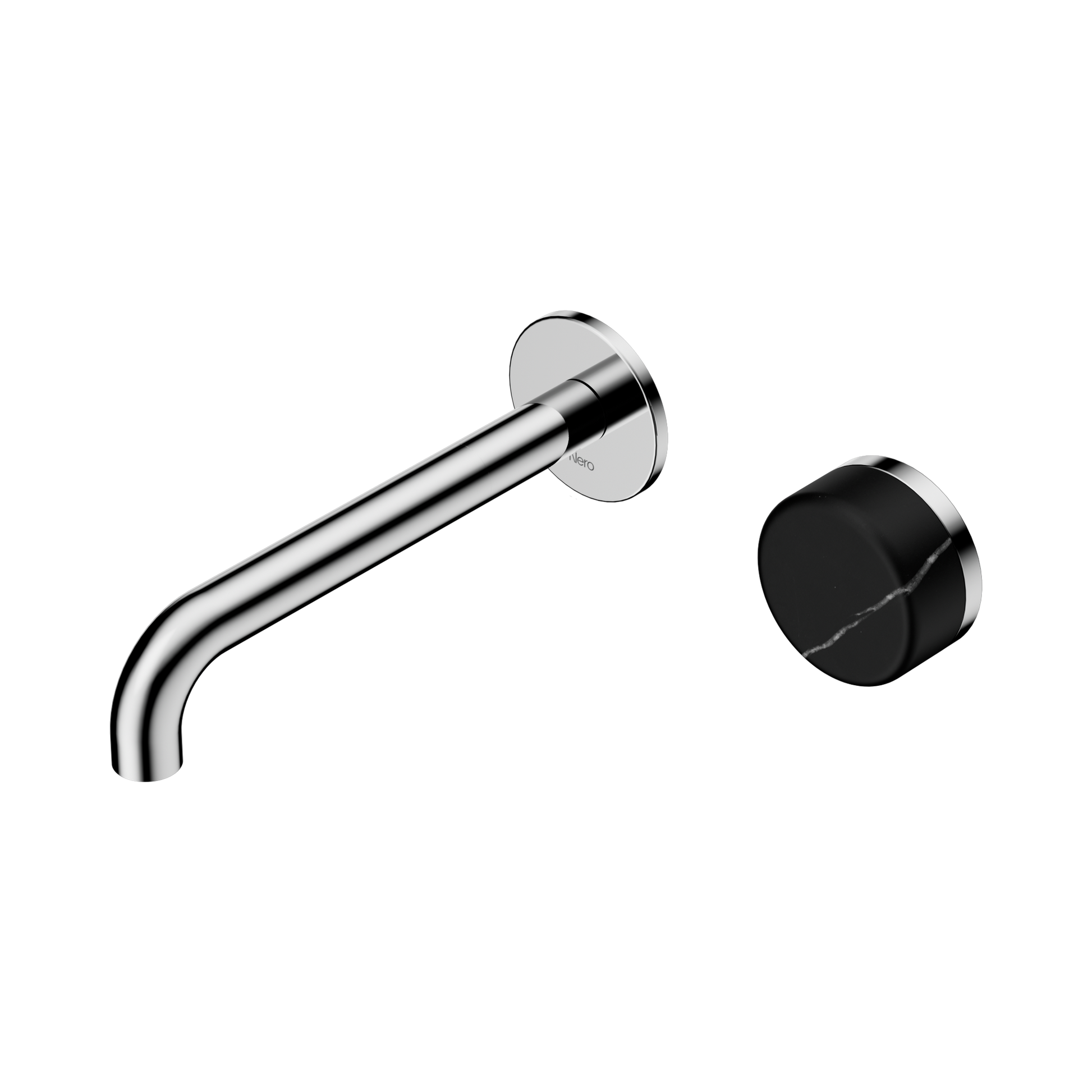 Nero Serenity Progressive Wall Basin Mixer 185mm Spout With Marquina Black Handle, Chrome