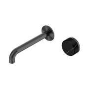 Nero Serenity Progressive Wall Basin Mixer 185mm Spout With Marquina Black Handle, Gun Metal