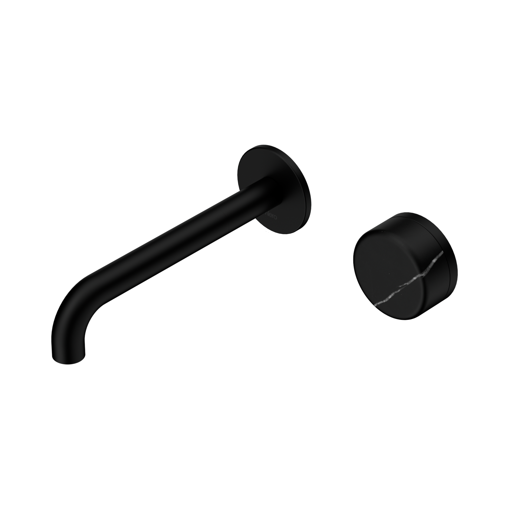 Nero Serenity Progressive Wall Basin Mixer 185mm Spout With Marquina Black Handle, Matte Black