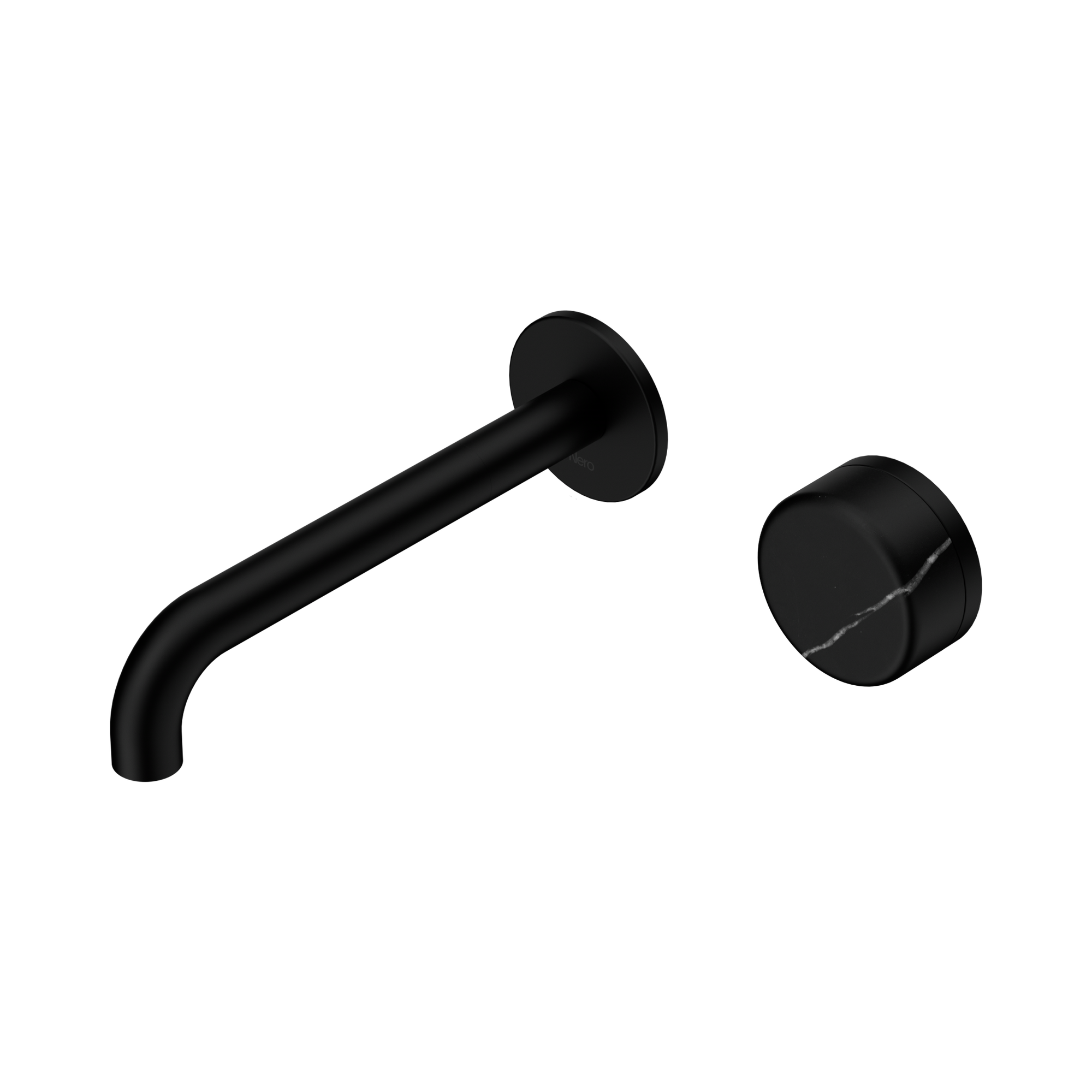 Nero Serenity Progressive Wall Basin Mixer 185mm Spout With Marquina Black Handle, Matte Black
