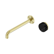 Nero Serenity Progressive Wall Basin Mixer 220mm Spout With Marquina Black Handle, Brushed Gold