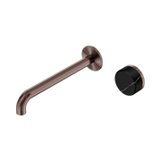 Nero Serenity Progressive Wall Basin Mixer 220mm Spout With Marquina Black Handle, Brushed Bronze