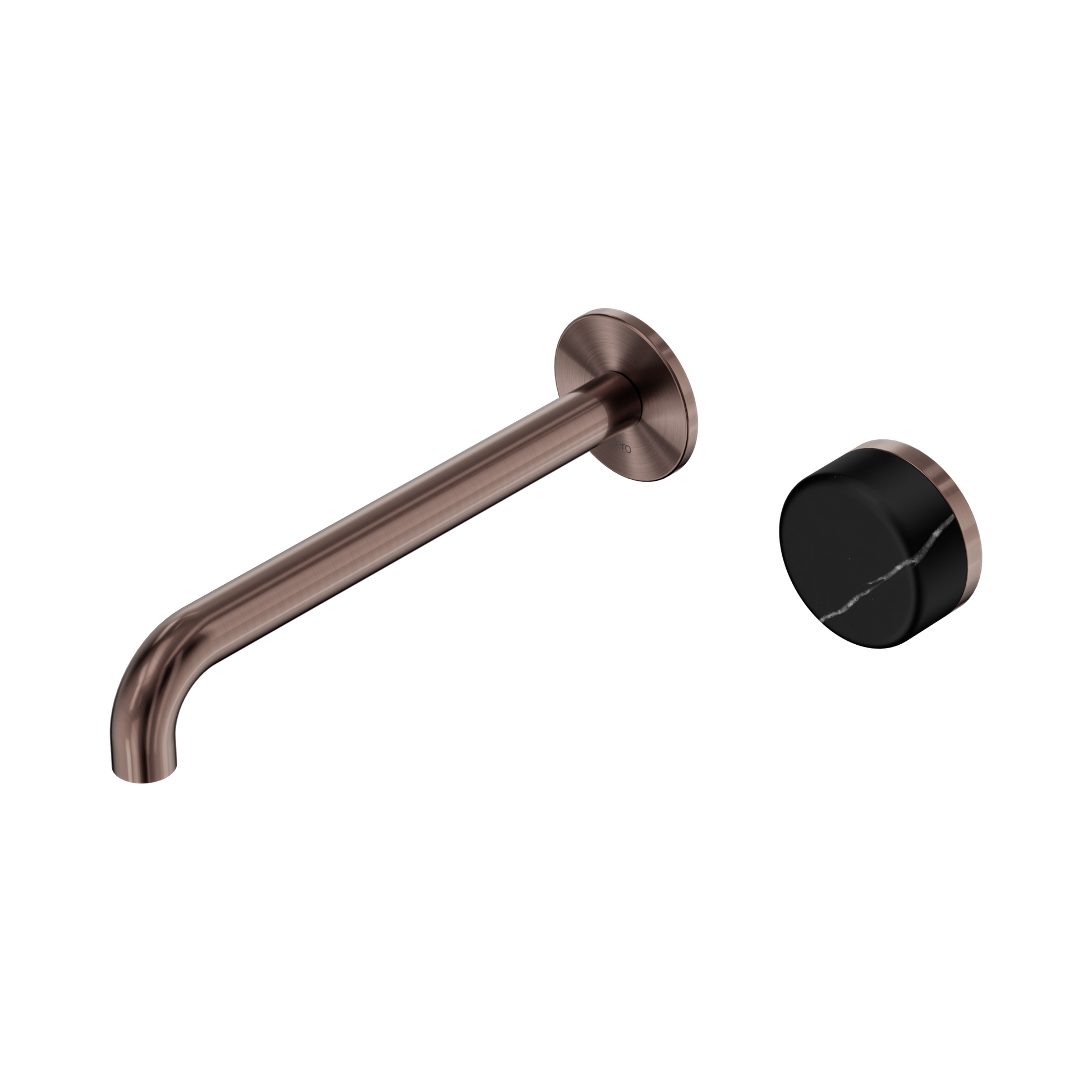 Nero Serenity Progressive Wall Basin Mixer 220mm Spout With Marquina Black Handle, Brushed Bronze