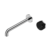 Nero Serenity Progressive Wall Basin Mixer 220mm Spout With Marquina Black Handle, Chrome