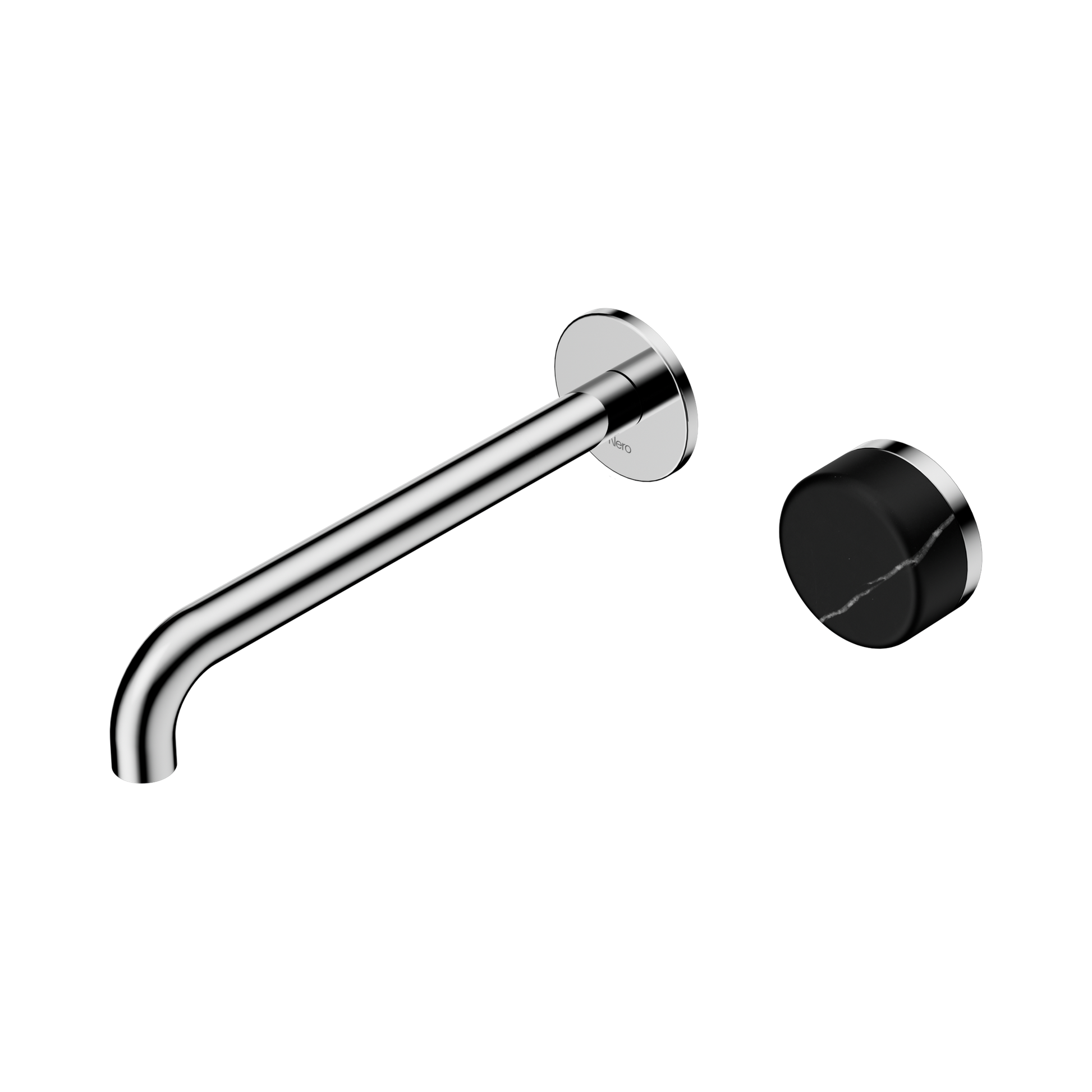 Nero Serenity Progressive Wall Basin Mixer 220mm Spout With Marquina Black Handle, Chrome