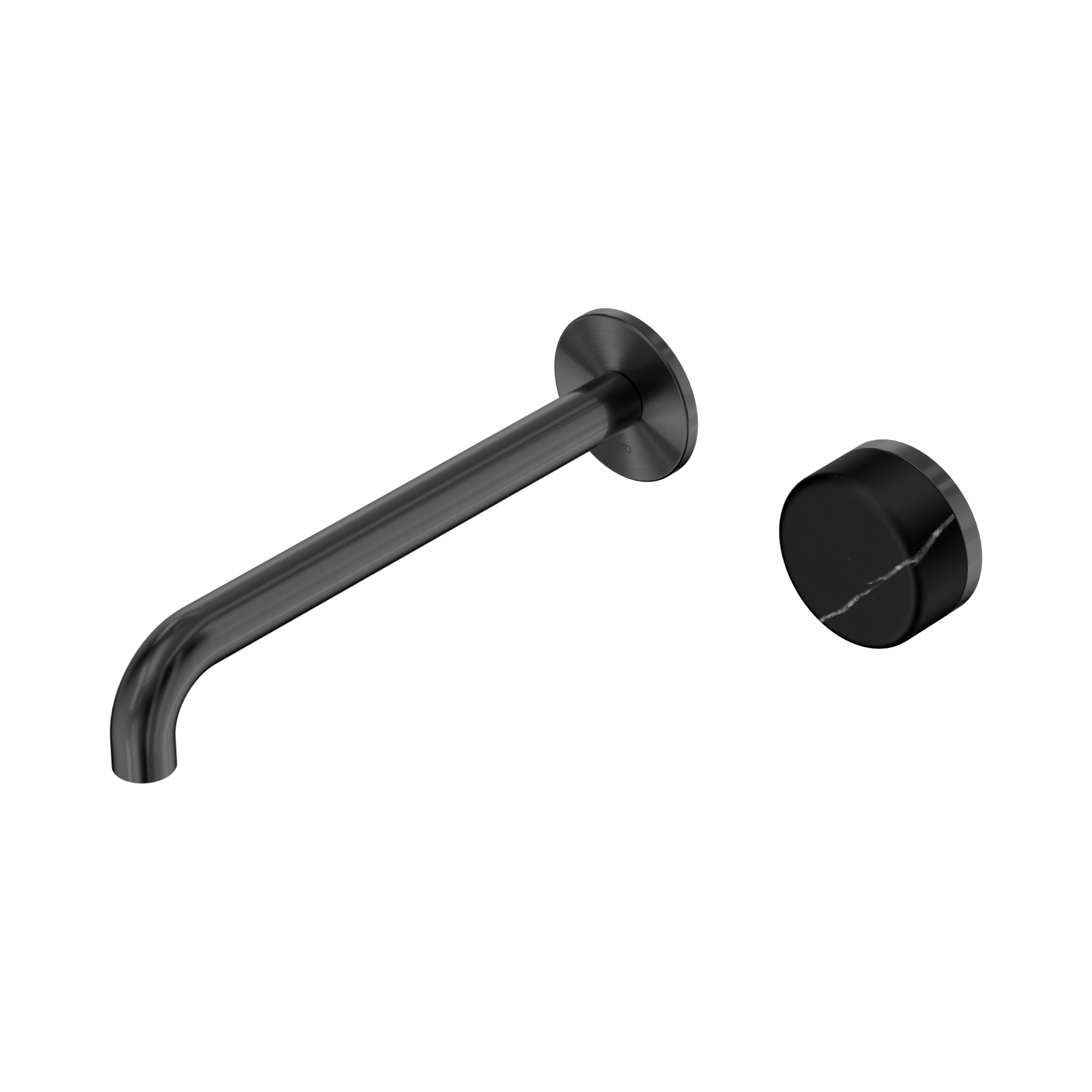 Nero Serenity Progressive Wall Basin Mixer 220mm Spout With Marquina Black Handle, Gun Metal