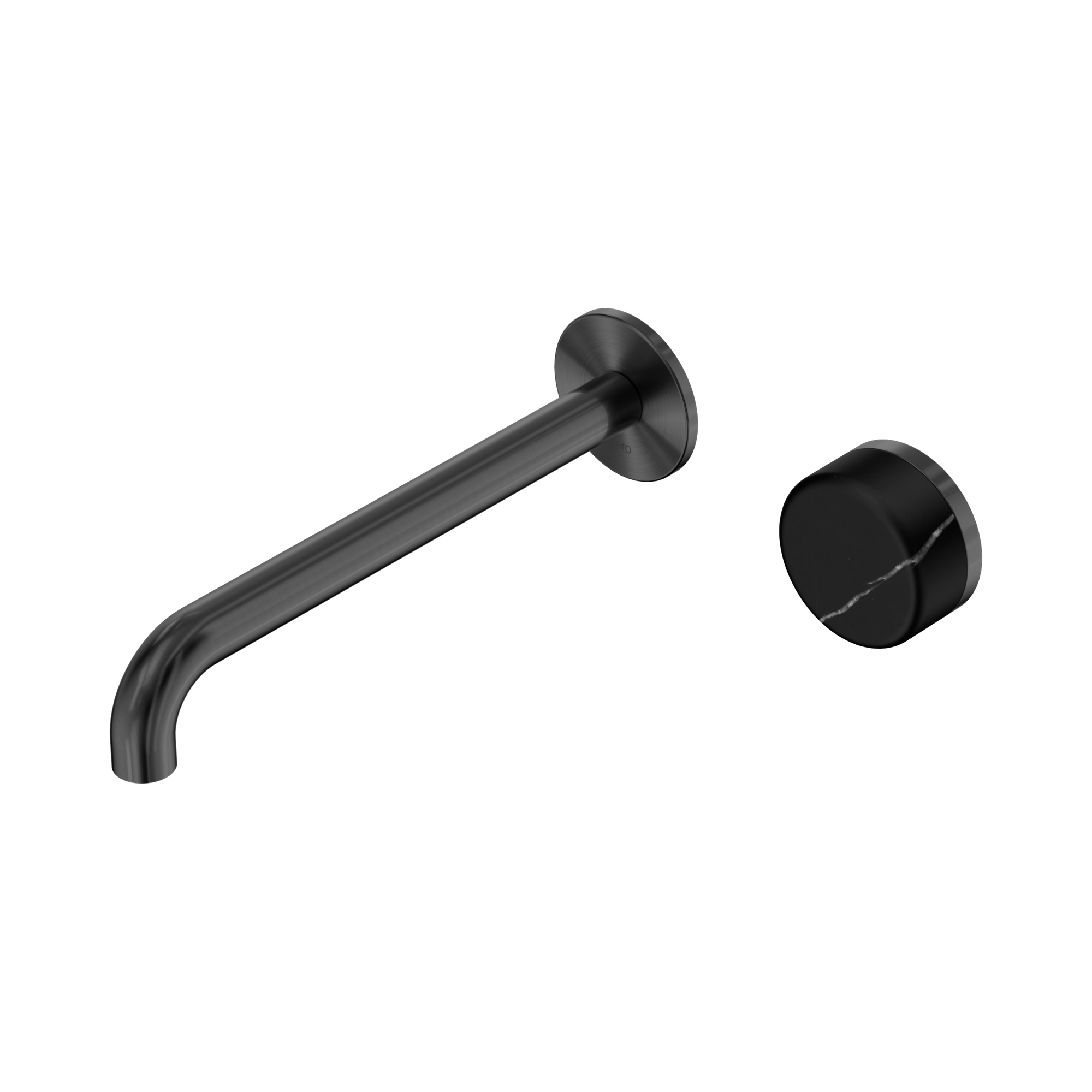 Nero Serenity Progressive Wall Basin Mixer 220mm Spout With Marquina Black Handle, Gun Metal