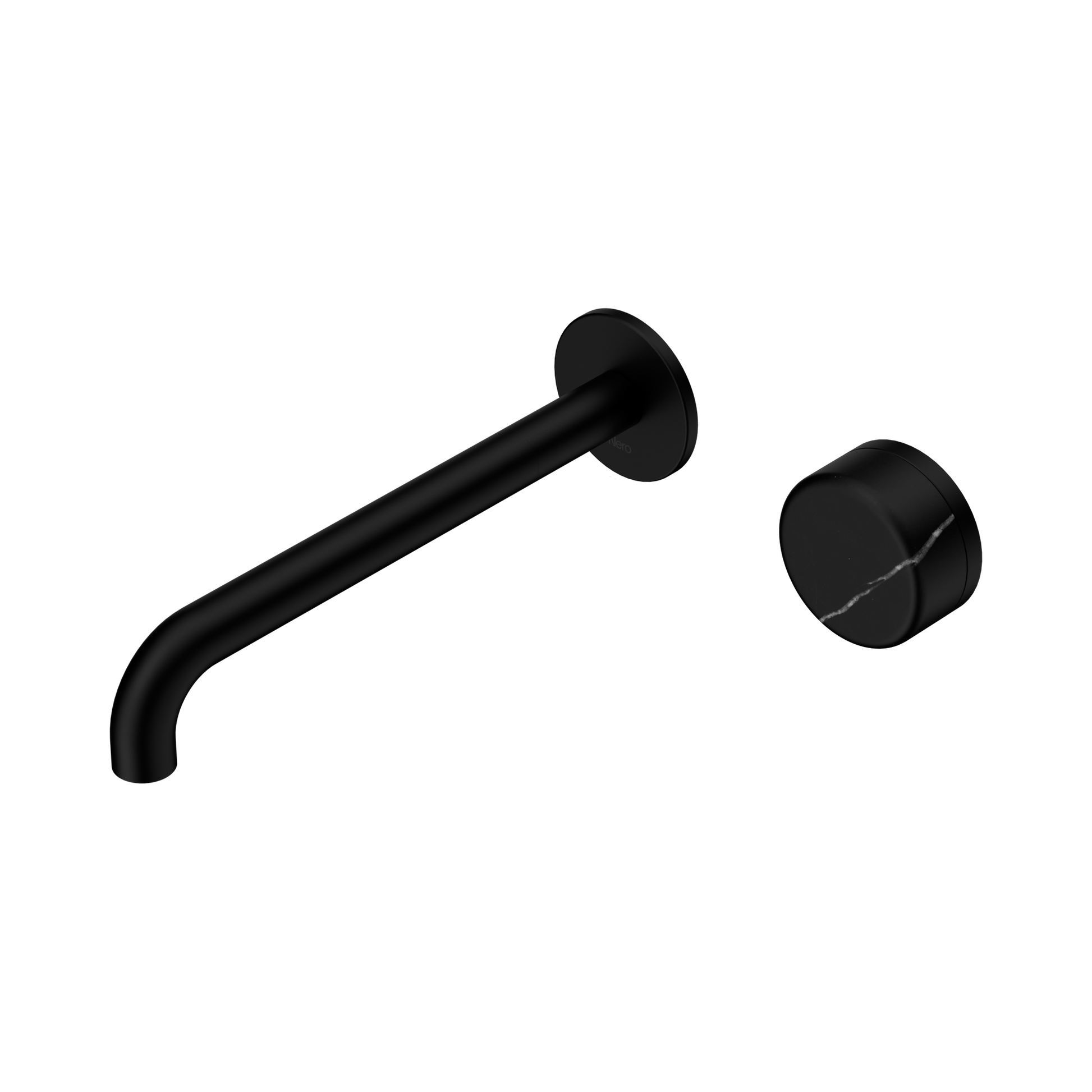 Nero Serenity Progressive Wall Basin Mixer 220mm Spout With Marquina Black Handle, Matte Black