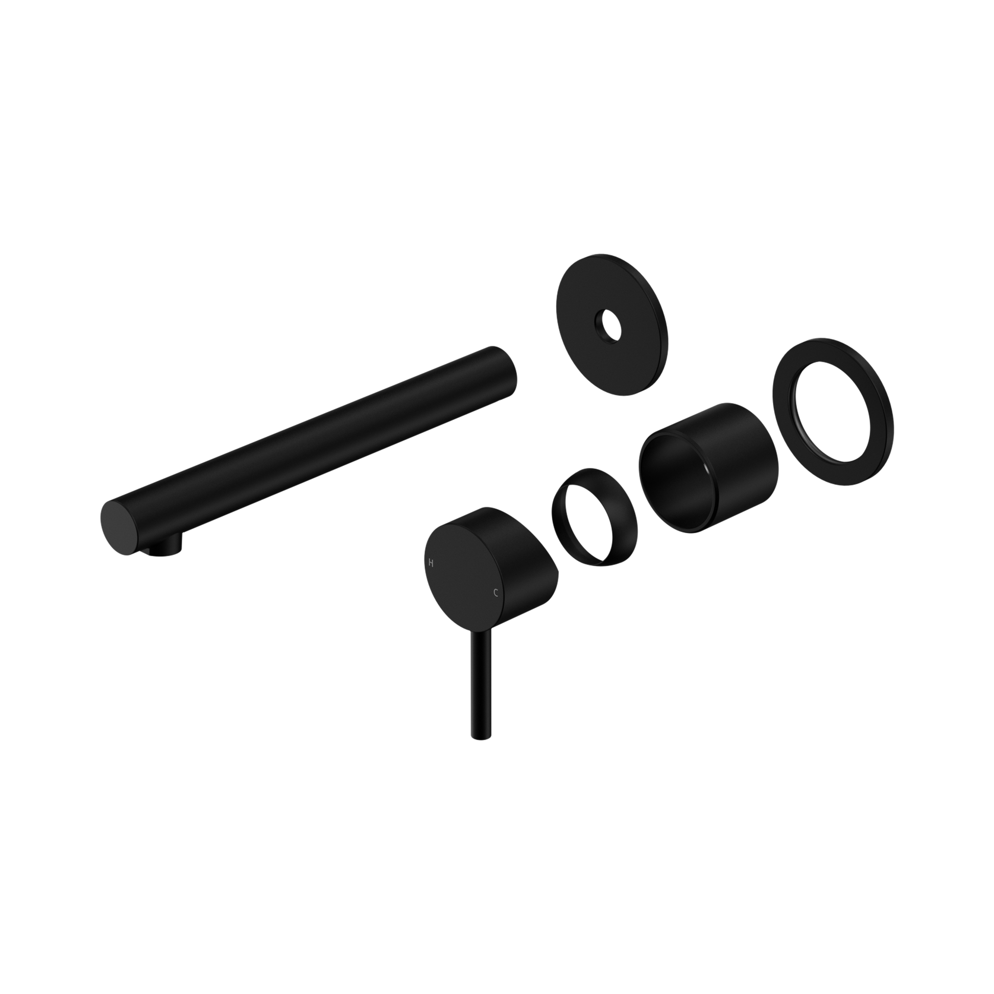 Nero Dolce II Wall Mixer Set Separate Back Plate Trim Kits Only, Matte Black