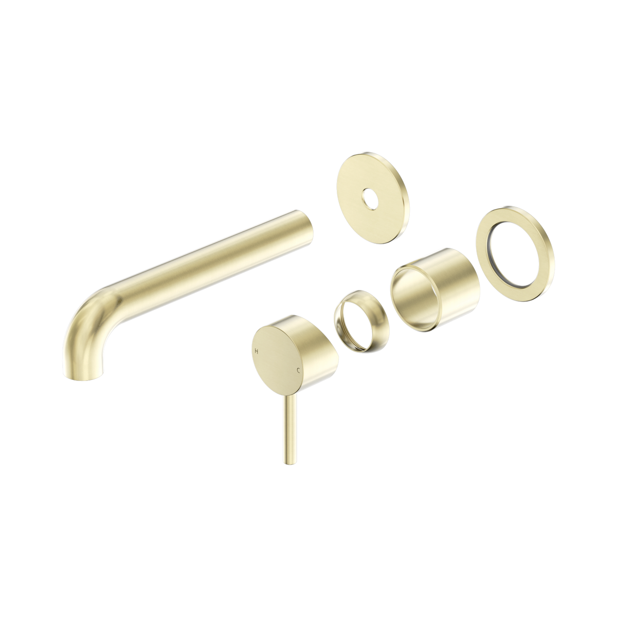 Nero Dolce II Wall Basin/Bath Mixer Separate Back Plate Curved Spout Trim Kit Only, Brushed Gold