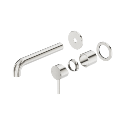 Nero Dolce II Wall Basin/Bath Mixer Separate Back Plate Curved Spout Trim Kit Only, Brushed Nickel
