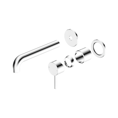 Nero Dolce II Wall Basin/Bath Mixer Separate Back Plate Curved Spout Trim Kit Only, Chrome