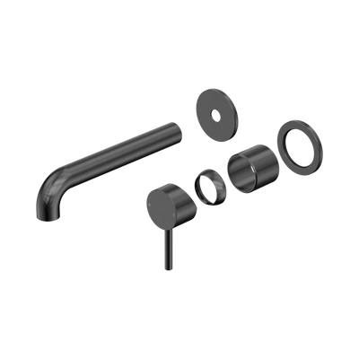 Nero Dolce II Wall Basin/Bath Mixer Separate Back Plate Curved Spout Trim Kit Only, Gun Metal