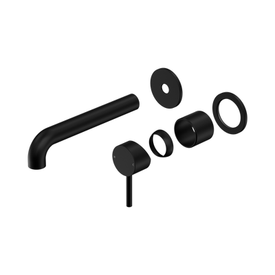 Nero Dolce II Wall Basin/Bath Mixer Separate Back Plate Curved Spout Trim Kit Only, Matte Black