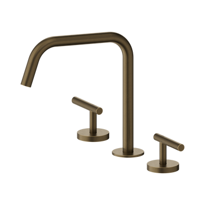 Nero Mecca Lever Bath/Kitchen Set Edge Spout II, Tumbled Antique Brass