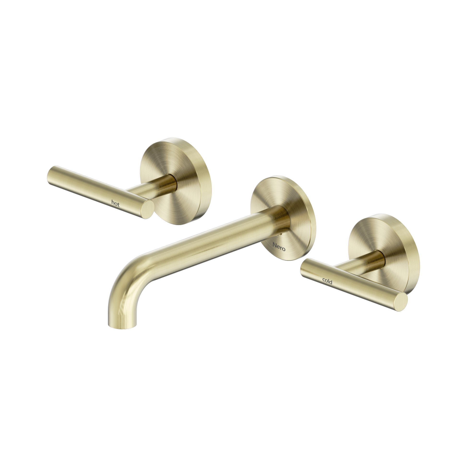 Nero Mecca Lever Wall Basin/Bath Set 160mm Spout, Brushed Gold