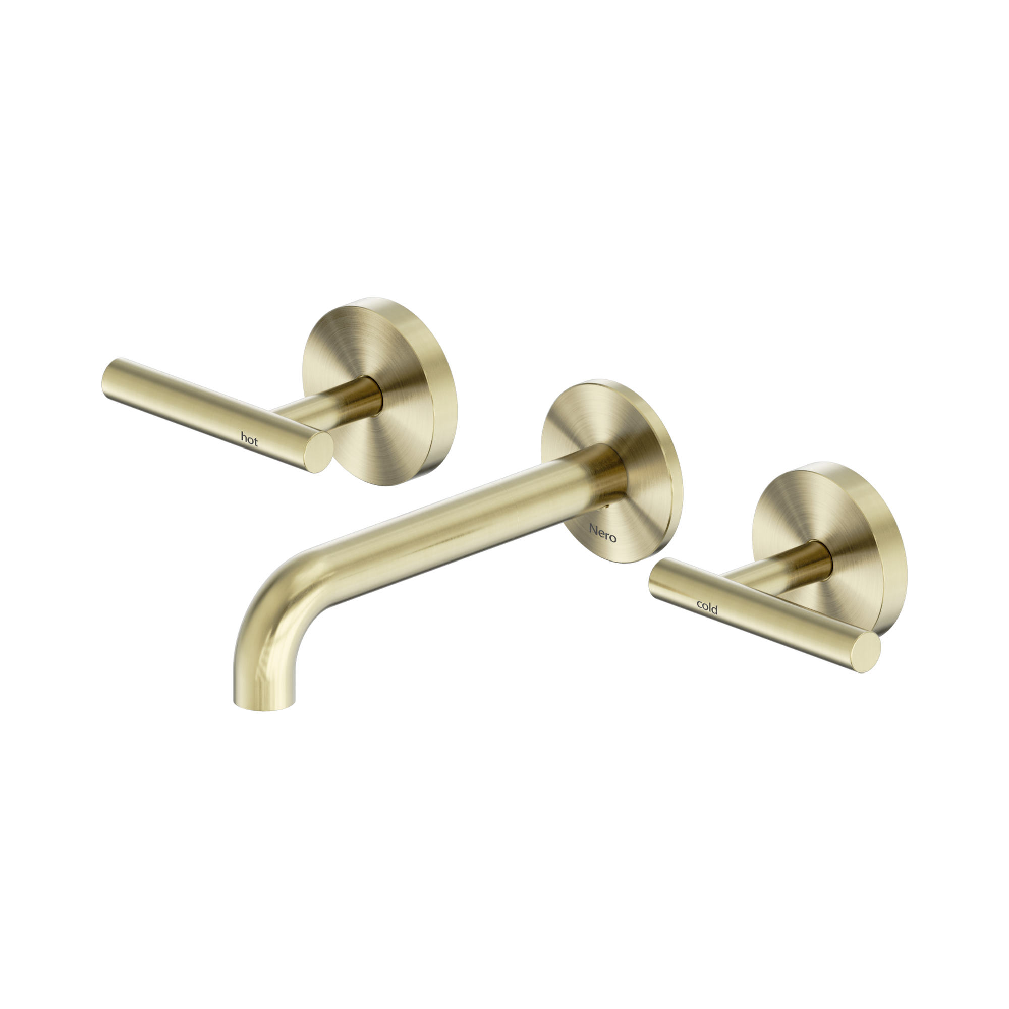 Nero Mecca Lever Wall Basin/Bath Set 160mm Spout, Brushed Gold