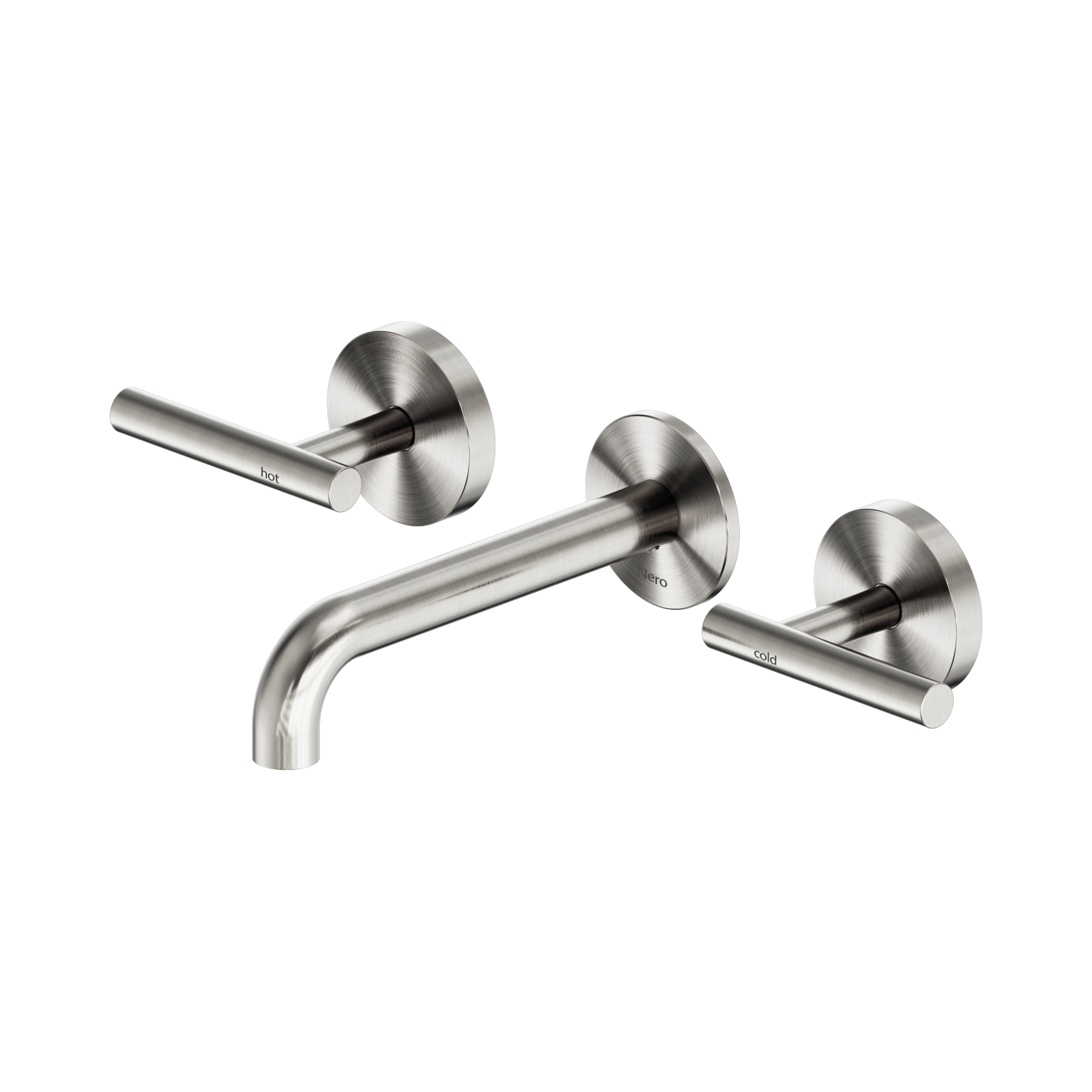 Nero Mecca Lever Wall Basin/Bath Set 160mm Spout, Brushed Nickel