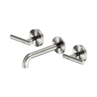 Nero Mecca Lever Wall Basin/Bath Set 160mm Spout, Brushed Nickel