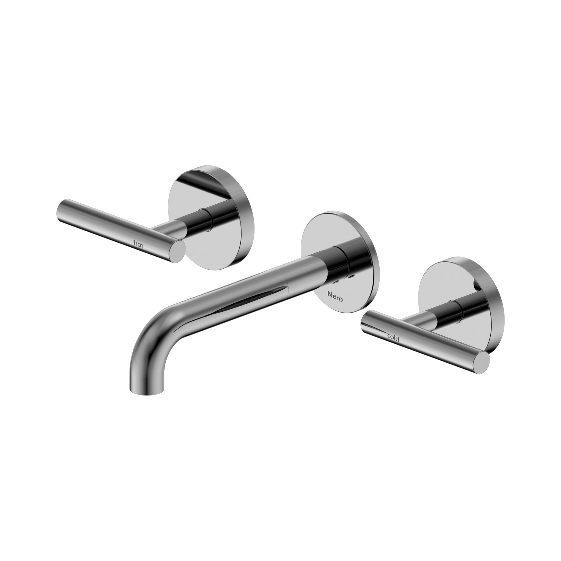 Nero Mecca Lever Wall Basin/Bath Set 160mm Spout, Chrome