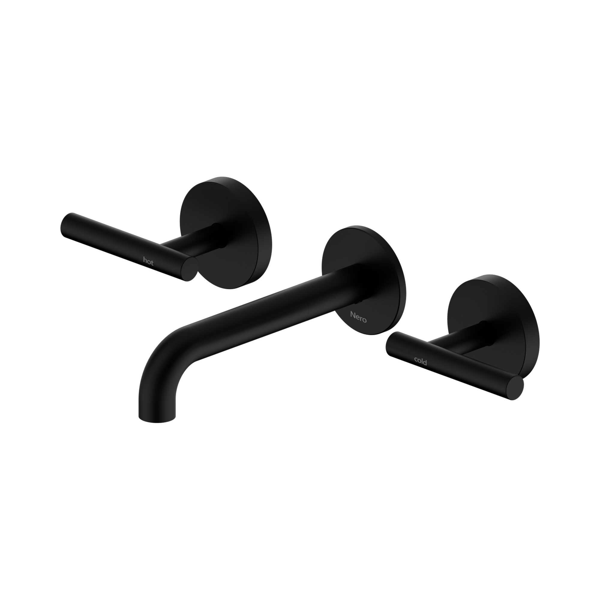 Nero Mecca Lever Wall Basin/Bath Set 160mm Spout, Matte Black