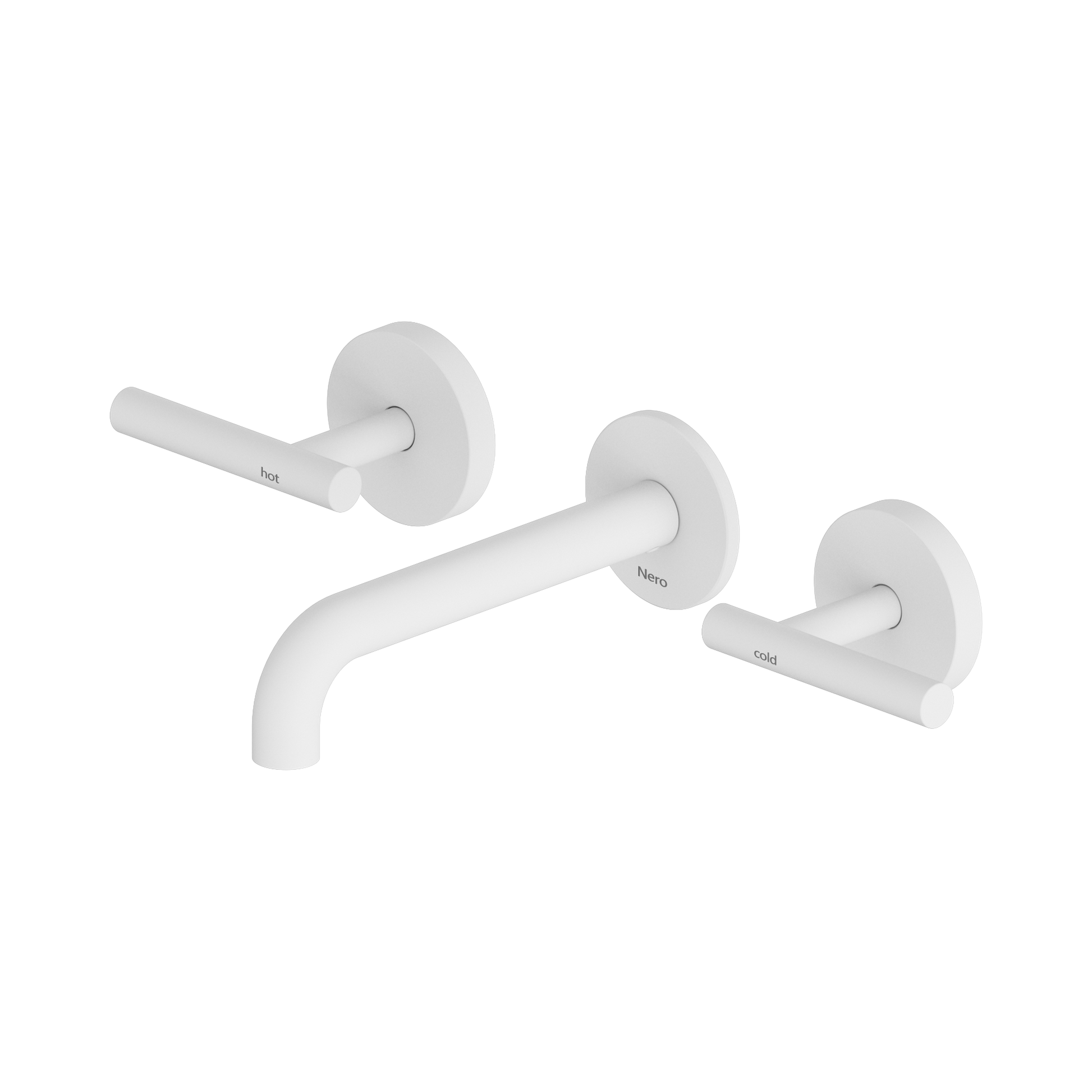 Nero Mecca Lever Wall Basin/Bath Set 160mm Spout, Matte White