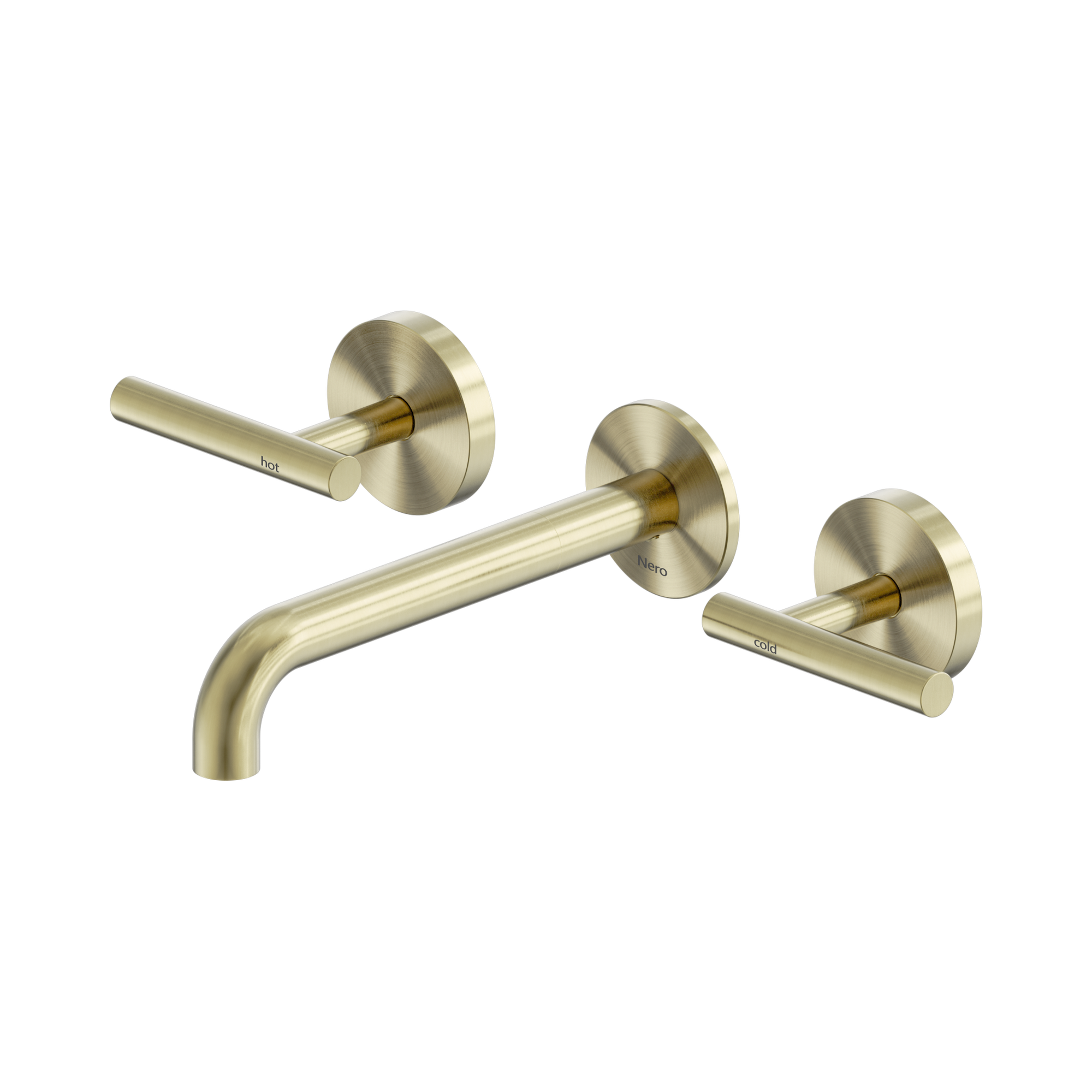 Nero Mecca Lever Wall Basin/Bath Set 185mm Spout, Brushed Gold